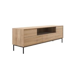 meuble tv whitebird en chene - 1 porte 1 porte abattante 2 tiroirs vernis ethnicraft