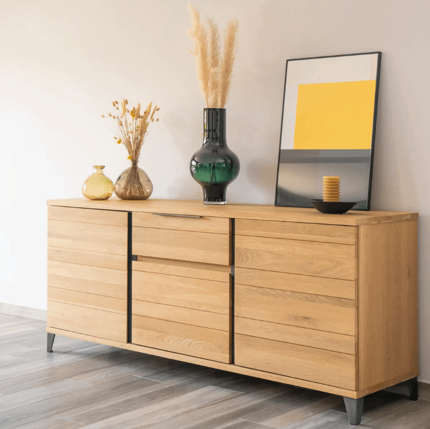 Buffet en chêne, pied en métal, zago, galerie alréenne auray 56
