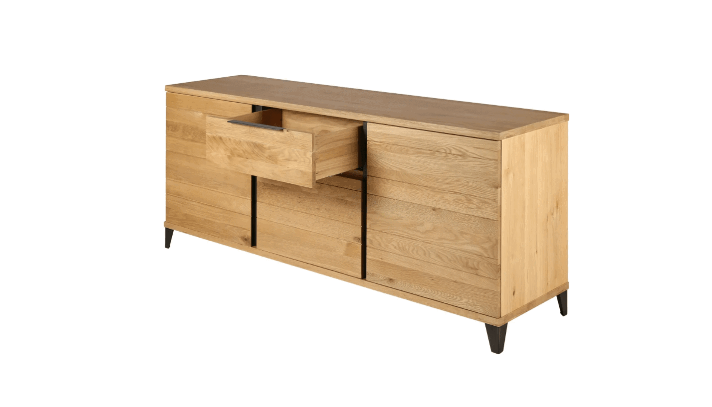 Buffet en chêne, pied en métal, zago, galerie alréenne auray 56