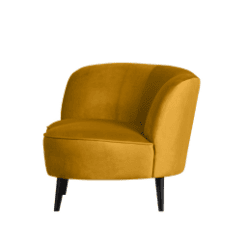 Fauteuil Sara lounge, ocre, orientation gauche - De Eekhoorn galerie alréenne auray 56
