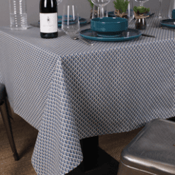 Photo d'ambiance nappe sur table : Eventails, Petrole : éventail, bleu pétrole 1