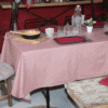 Photo d'ambiance de la nappe Eventails, bordeaux, motif : éventail, bordeaux