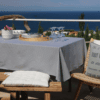 Photo d'ambiance de la nappe nappe Eventails, dark navy, motif : éventail, bleu marine