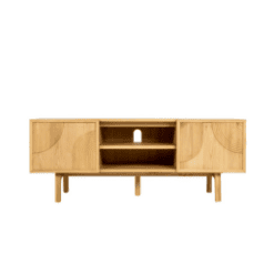 Petit Meuble TV en chêne à motifs, 2 portes