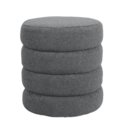 Pouf F, tissus bouclette gris bleu
