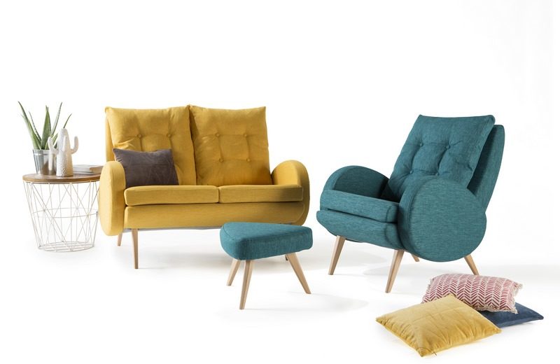 Ensemble canapé, fauteuil et pouf galerie Alrenne Auray