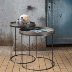 set de tables d'appoint pour plateaux ronds S/L ethnicraft
