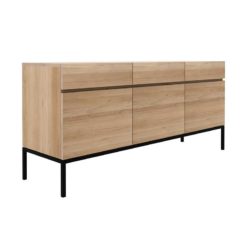 buffet ligna en chene 3 portes 3 tiroirs pieds en métal noir ethnicraft