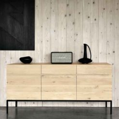 buffet ligna en chene 3 portes 3 tiroirs pieds en métal noir ethnicraft