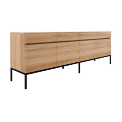 buffet ligna en chene 4 portes 4 tiroirs pieds en métal noir ethnicraft