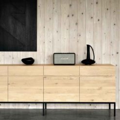 buffet ligna en chene 4 portes 4 tiroirs pieds en métal noir ethnicraft