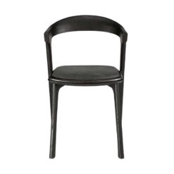 chaise bok en chene noir vernis cuir noir ethnicraft