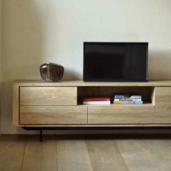 meuble tv shadow en chene 1 porte métal noir ethnicraft