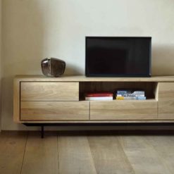 meuble tv shadow en chene 2 portes métal noir ethnicraft