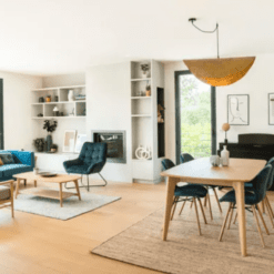 Photo d'ambiance, Table basse rectangle avec bord rond en chêne zago galerie alréenne auray 56