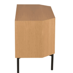 Meuble TV d'angle, avec un espace sans tiroir et deux tiroirs en dessous, pied en métal, en chêne, zago, galerie alréenne auray 56