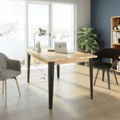 Table rectangulaire en chêne, pied en métal, zago, galerie alréenne auray 56