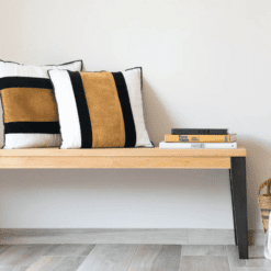 Banc en chêne, pied en métal, zago, galerie alréenne auray 56