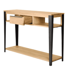 Console en chêne, pied en métal, zago, galerie alréenne auray 56