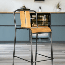 Chaise de Bar en chêne, pied en métal, zago, galerie alréenne auray 56