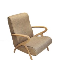 fauteuil chêne tissu taupe - Chehoma galerie alréenne auray 56