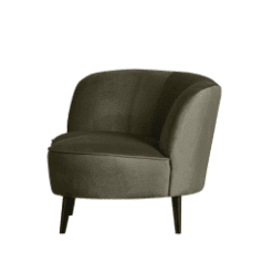 Fauteuil Sara lounge, vert chaud, orientation gauche - De Eekhoorn galerie alréenne auray 56