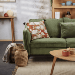 Canapé Cléo 2 places, vert sapin, velours côtelé, photo - Zago galerie alréenne auray 56