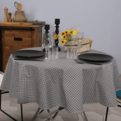 Photo d'ambiance nappe sur table : Eventails, Petrole : éventail, bleu pétrole