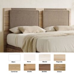 Tête de lit en bois avec coussins